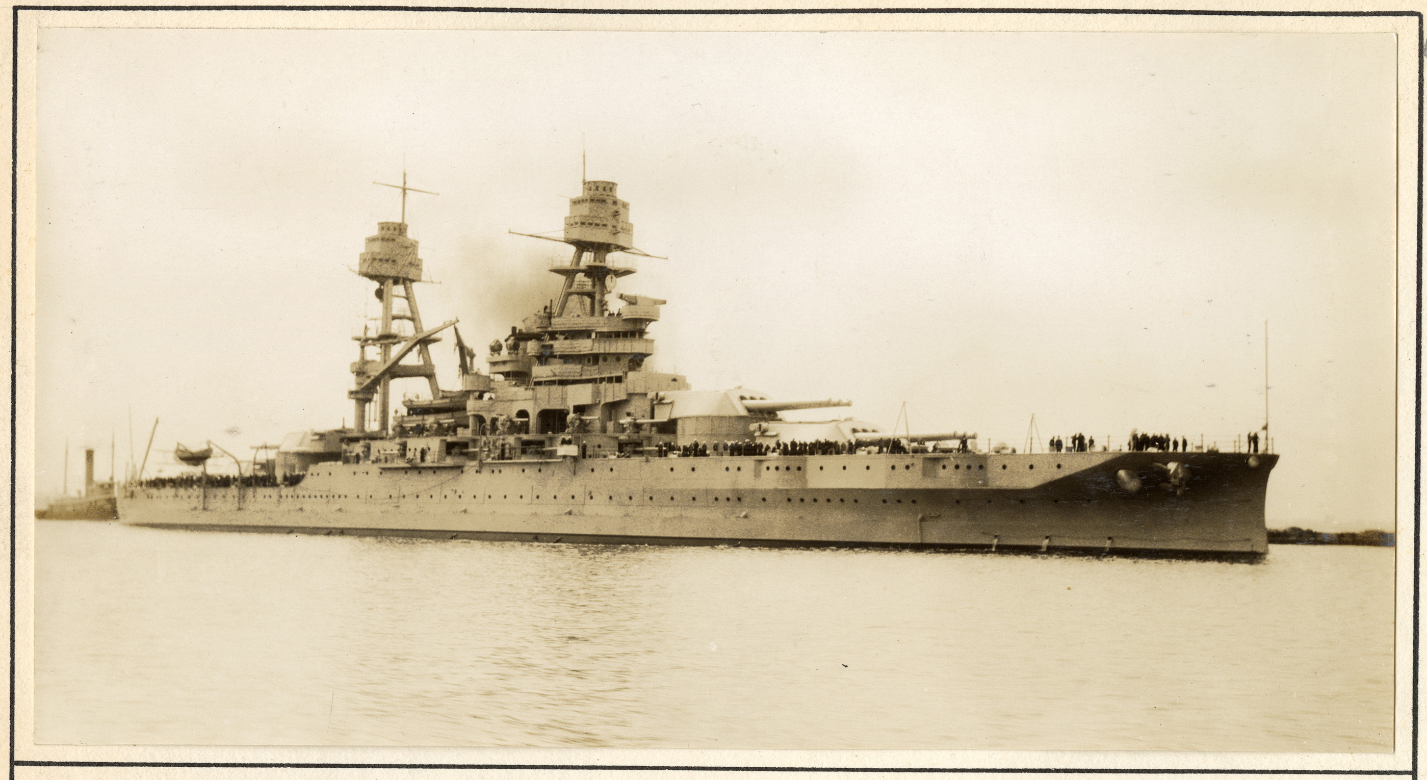 The Arizona battleship in calm water